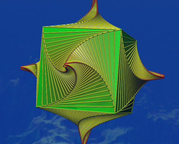 The twirly plugin acting on the group 234 with perpendicular cut at vertex with order-4 rotation.